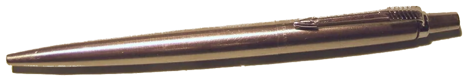 Steel barrel with a teardrop profile tapering toward the tip, with an arrow-shaped clip.